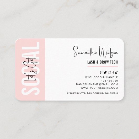 Blush Pink Minimalist Nails Beauty Salon Visitekaartje (Achterkant)