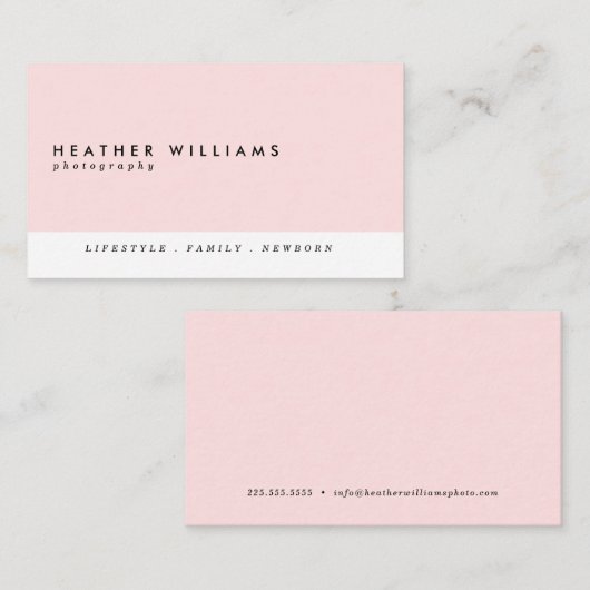Blush Pink Minimalist Photography Visitekaartjes (Voorkant / Achterkant)