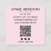 Blush Pink Minimalist Skin Studio Qr Code Vierkante Visitekaartje (Achterkant)