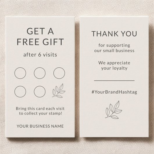 Blush Pink Minimalist Small Business Loyalty Card Visitekaartje