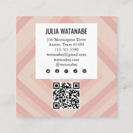Blush Pink Minimalist Stripes QR Social Media Vierkante Visitekaartje
