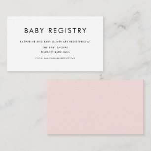 Blush Pink Minimalist Typography Baby Registry Informatiekaartje