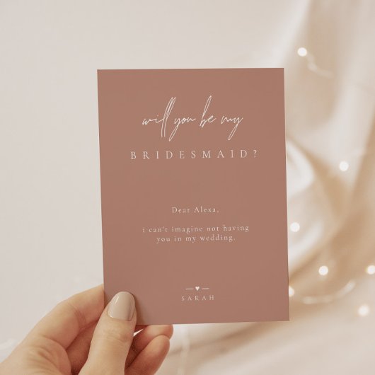 Blush Pink Minimalist zal mijn Bridesmaid zijn in Kaart