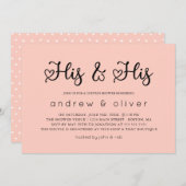 Blush Pink Minimalist Zijne & Zijne Couple's Showe Kaart (Voorkant / Achterkant)