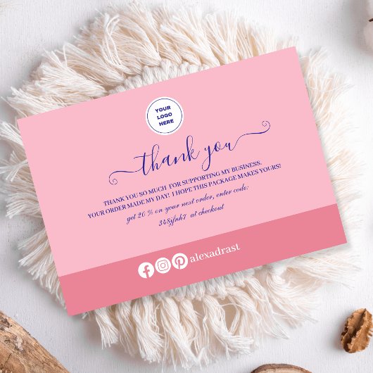 Blush Pink Minimalistisch Bedrijf Bedankkaart