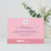 Blush Pink Minimalistisch Bedrijf Bedankkaart (Staand voorkant)