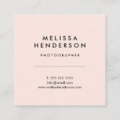 Blush Pink-minimalistisch Hallo Vierkante Visitekaartje (Achterkant)