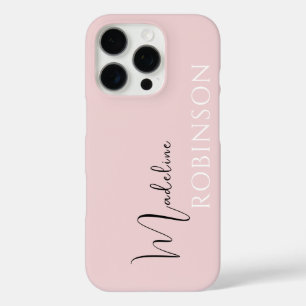 Blush Pink Minimalistisch Modern Script Monogram iPhone 16 Pro Hoesje