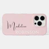 Blush Pink Minimalistisch Modern Script Monogram Case-Mate iPhone Case (Achterkant (horizontaal))