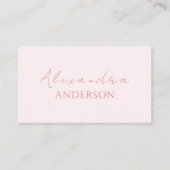Blush pink minimalistisch monogram visitekaartje (Voorkant)