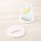 Blush pink minimalistisch monogram zandsteen onderzetter (Zijkant)