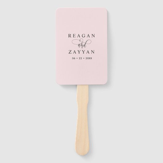 Blush Pink Minimalistisch trouwprogramma Handwaaier (Voorkant)