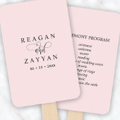 Blush Pink Minimalistisch trouwprogramma Handwaaier