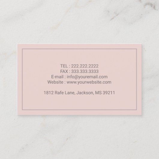 Blush Pink-minimalistische geregistreerde psycholo Visitekaartje (Achterkant)