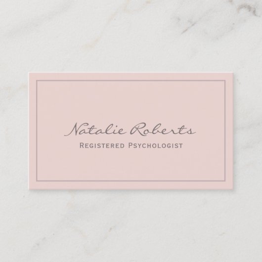 Blush Pink-minimalistische geregistreerde psycholo Visitekaartje (Voorkant)