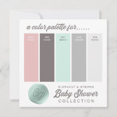Blush Pink & Mint Baby shower Kleur Palet Kaart (Voorkant)