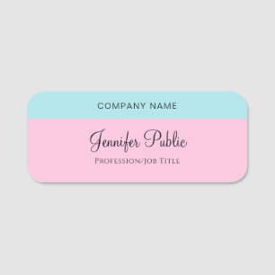 Blush Pink Mint Blue Sjabloon Hand Script naam Naamplaatje