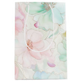Blush Pink Mint Flowers Birthday Medium Cadeauzakje (Voorkant)