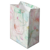 Blush Pink Mint Flowers Birthday Medium Cadeauzakje (Achterkant Gekanteld)