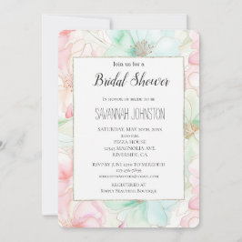 Blush Pink Mint Flowers Bridal Shower Kaart