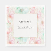 Blush Pink Mint Flowers Bridal Shower Servet (Voorkant)