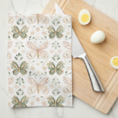Blush Pink Mint Green Butterfly Theedoek (Quarter Fold)