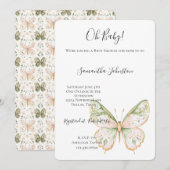 Blush Pink Mint Green Gold Butterfly Baby Shower  Kaart (Voorkant / Achterkant)