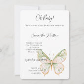 Blush Pink Mint Green Gold Butterfly Baby Shower  Kaart (Voorkant)