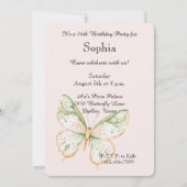 Blush Pink Mint Green Gold Butterfly Birthday Kaart (Voorkant)