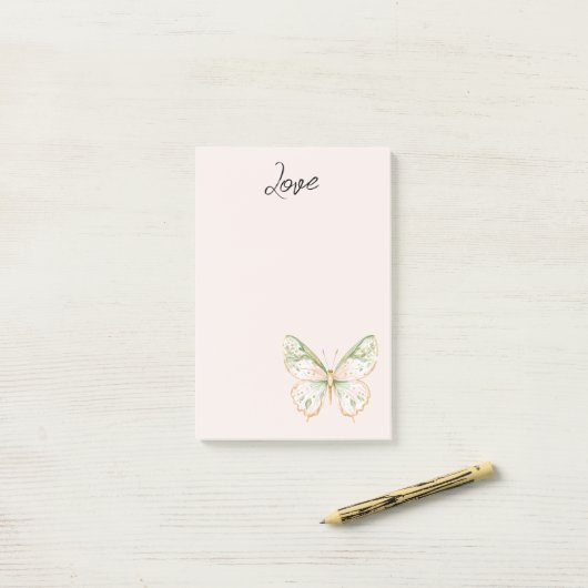 Blush Pink Mint Green Gold Butterfly Love Post-it® Notes (Op bureau)
