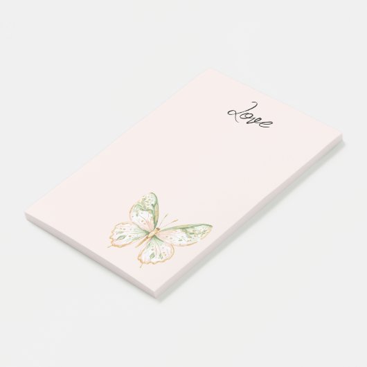 Blush Pink Mint Green Gold Butterfly Love Post-it® Notes (Schuin)