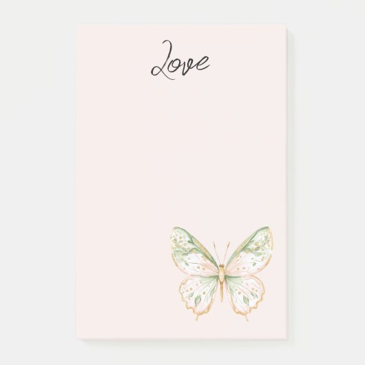 Blush Pink Mint Green Gold Butterfly Love Post-it® Notes (Voorkant)