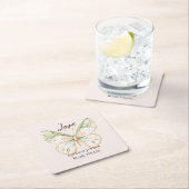 Blush Pink Mint Green Gold Butterfly Wedding Kartonnen Onderzetters (Insitu)