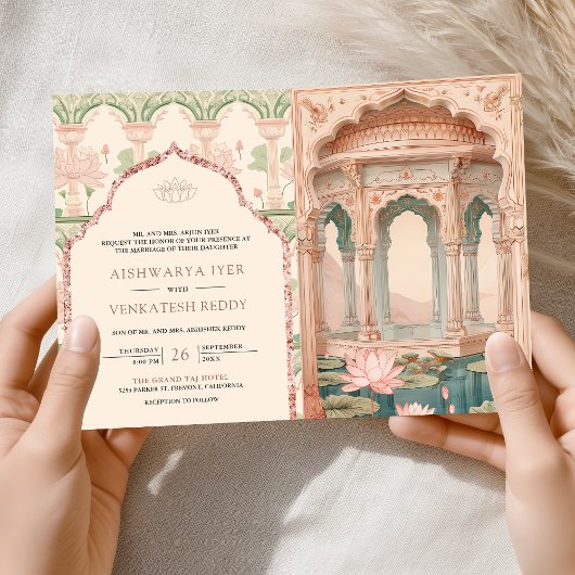 Blush Pink Mint Green Lotus Garden Indian Wedding