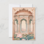 Blush Pink Mint Green Lotus Garden Indian Wedding RSVP Kaartje (Achterkant)