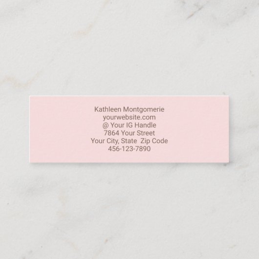 Blush Pink Mocha Script Photo Lashes and Brows Mini Visitekaartje (Achterkant)