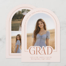 Blush Pink Modern 5 Photo Graduation Announcement