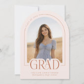Blush Pink Modern 5 Photo Graduation Announcement Kaart (Voorkant)
