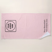 Blush Pink Modern | Aangepaste professionele Logo Strandlaken (Voorkant)