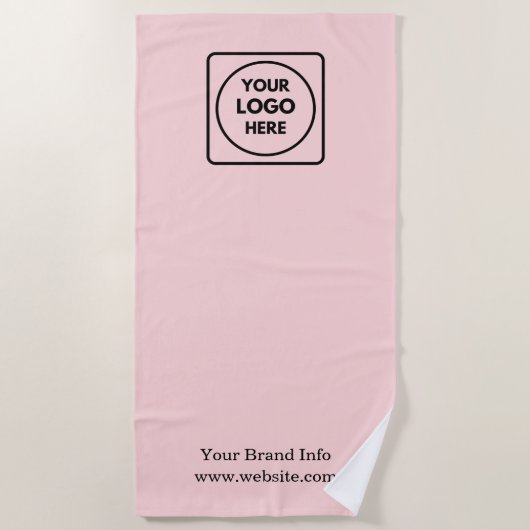 Blush Pink Modern | Aangepaste professionele Logo Strandlaken (Voorkant)