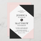 Blush Pink Modern Accents Wedding Kaart (Voorkant / Achterkant)