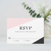Blush Pink Modern Accents Wedding RSVP Kaart (Staand voorkant)