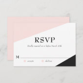 Blush Pink Modern Accents Wedding RSVP Kaart (Voorkant / Achterkant)