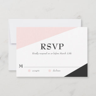 Blush Pink Modern Accents Wedding RSVP Kaart