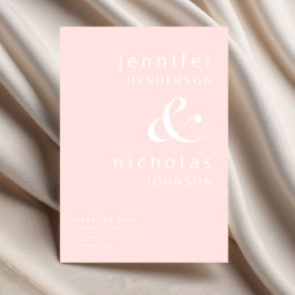 Blush Pink Modern Ampersand Typography Wedding Save The Date