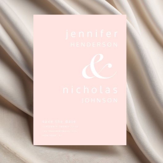 Blush Pink Modern Ampersand Typography Wedding Save The Date
