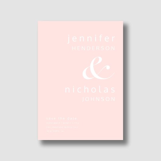Blush Pink Modern Ampersand Typography Wedding Save The Date