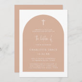 Blush Pink Modern Arch Script Minimalist Baptisme  Kaart (Voorkant / Achterkant)
