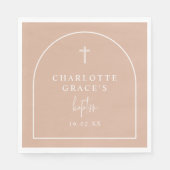 Blush Pink Modern Arch Script Minimalist Baptisme Servet (Voorkant)