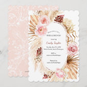 Blush Pink Modern Boho Arch Pampas Grass Floral  Kaart (Voorkant / Achterkant)